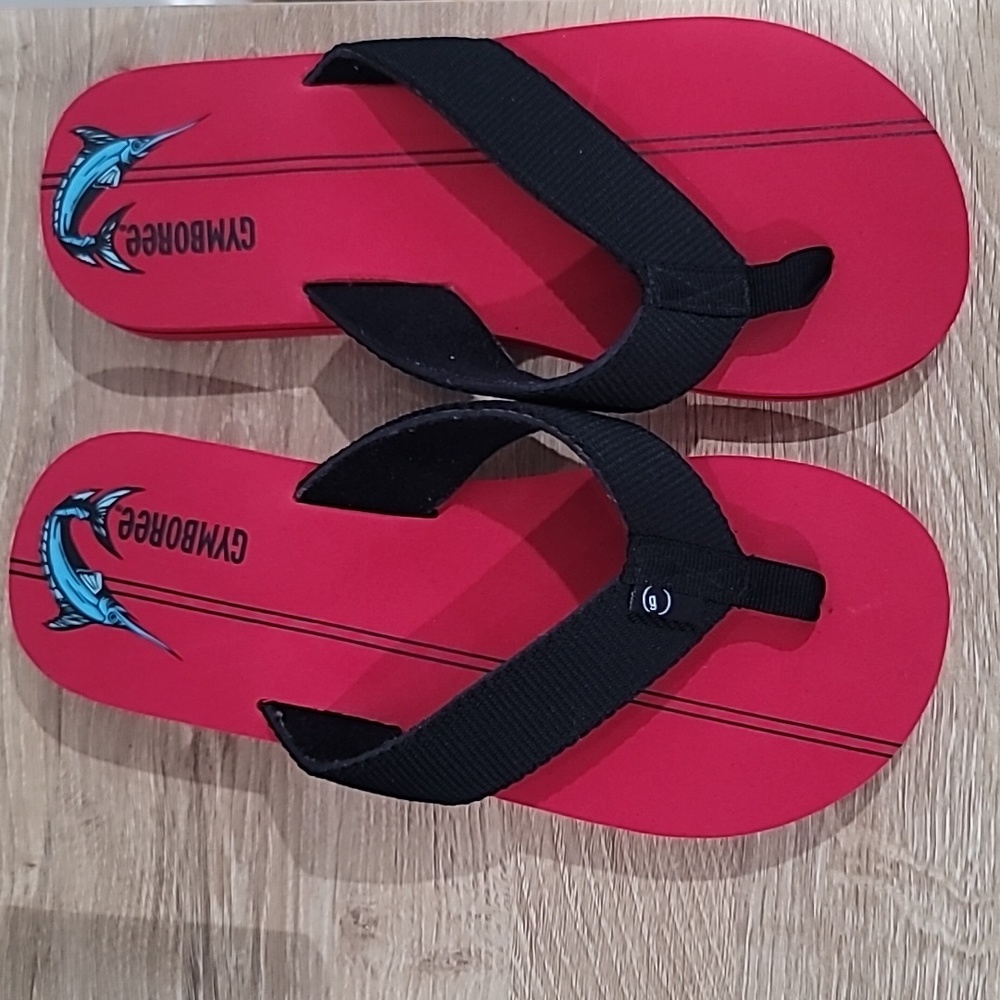 Gymboree size 3  flip flops red with black straps